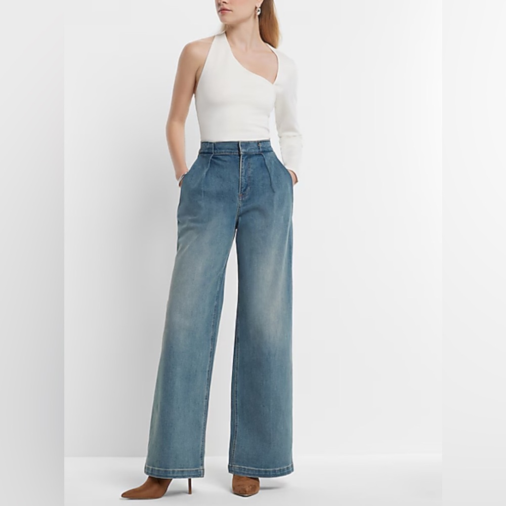 Women’s‎ Express Relaxed Wide Leg super high rise jeans sz 6R